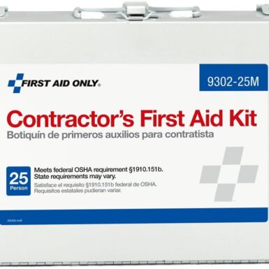 First Aid Only 9302-25M 25-Person Contractor's First Aid Kit for Home Renovation, Job Sites, and Construction Vehicles, 178 Pieces, White